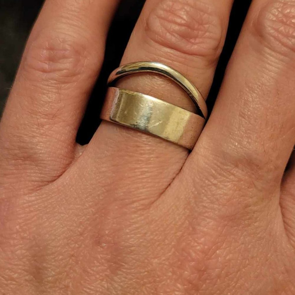 Original Linda Constantine Sterling Silver Chevron Band Ring Size 5